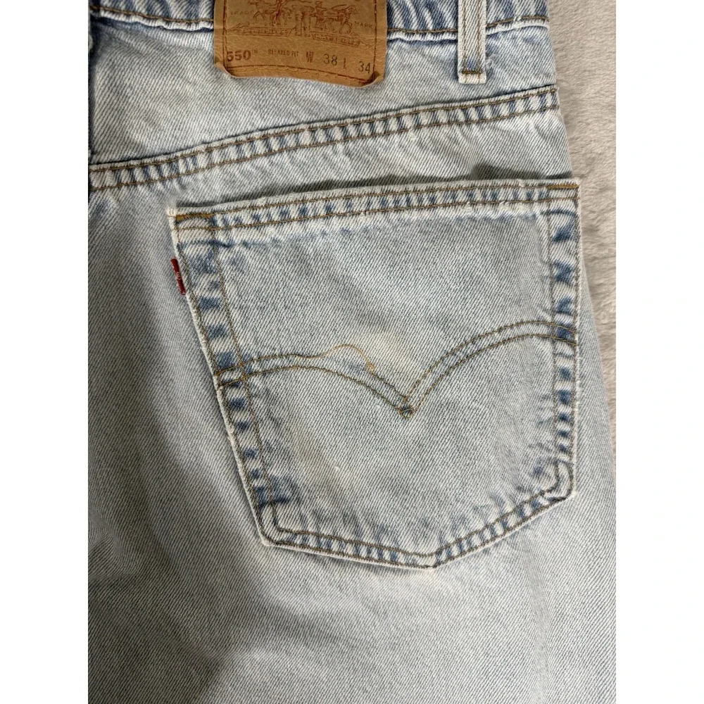 Levis 550 Jeans Mens 38x34 Relaxed Fit Straight Leg Made In USA 90's Light Wash